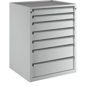 ANKE Ladekast, b x d = 760 x 675 mm, draagvermogen per lade 200 kg, 7 laden, hoogte 980 mm, front lichtgrijs