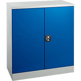 Schäfer Shop Select stalen kast, 2 OH, 2 in hoogte verstelbare legborden, draaicilinderslot, B 916 x D 422 x H 1000 mm, lichtgrijs RAL 7035/enziaans blauw RAL 5010