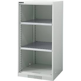Schäfer Shop Genius FS vakkenkast, plaatstaal, met ventilatiegaten, B 545 x D 520 x H 1105 mm, 3 OH, lichtgrijs, tot 150 kg
