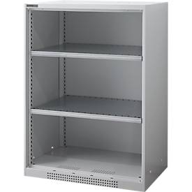 Schäfer Shop Genius FS vakkenkast, plaatstaal, met ventilatiegaten, B 810 x D 520 x H 1105 mm, 3 OH, wit aluminium, tot 180 kg