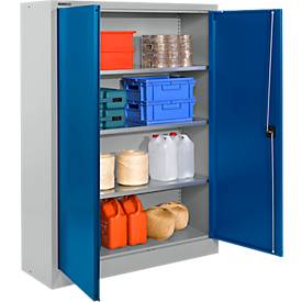 Schäfer Shop Select materiaalkast MSI 16412, B 1200 x D 400 x H 1535 mm, 3 etages, staal, alu wit RAL 9006/enzisch blauw RAL 5010