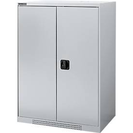 Schäfer Shop Genius dubbeldeurskast FS, staal, met ventilatiegaten, B 810 x D 520 x H 1105 mm, 3 OH, witaluminium/wit-aluminium, tot 180 kg