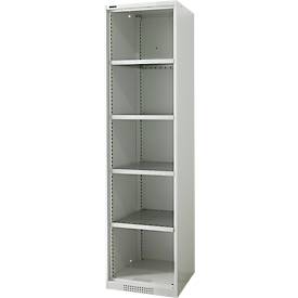 Schäfer Shop Genius FS stellingkast, staal, met ventilatieopeningen, B 545 x D 520 x H 1950 mm, 5 OH, lichtgrijs, tot 250 kg