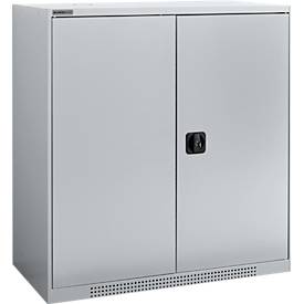 Schäfer Shop Genius dubbeldeurskast FS, staal, met ventilatiegaten, B 1055 x D 520 x H 1105 mm, 3 OH, witaluminium/wit-aluminium, tot 300 kg