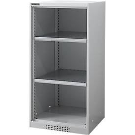 Schäfer Shop Genius FS vakkenkast, plaatstaal, met ventilatiegaten, B 545 x D 520 x H 1105 mm, 3 OH, alu wit, tot 150 kg