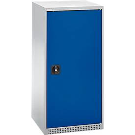 Schäfer Shop Genius dubbeldeurskast FS, staal, met ventilatiegaten, B 545 x D 520 x H 1105 mm, 3 OH, witaluminium/ gentiaanblauw, tot 150 kg