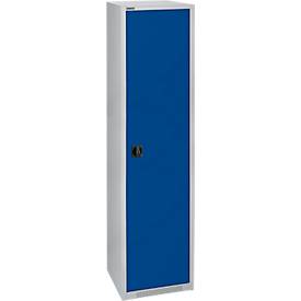Schäfer Shop Genius FS vleugeldeurkast, staal, met ventilatiegaten, B 545 x D 520 x H 1950 mm, 5 OH, witaluminium/ gentiaanblauw, tot 250 kg