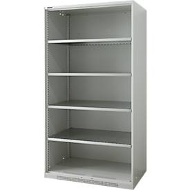 Schäfer Shop Genius FS vakkenkast, plaatstaal, met ventilatiegaten, B 1055 x D 620 x H 1950 mm, 5 OH, lichtgrijs, tot 500 kg