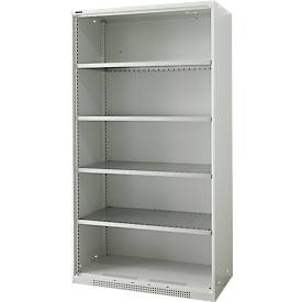 Schäfer Shop Genius legbordkast voor zware goederen  FS,, plaatstaal, B 1055 x D 520 x H 1950 mm, 5 OH, lichtgrijs, tot 1000 kg