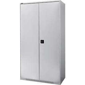 Schäfer Shop Genius FS vleugeldeurkast, staal, met ventilatiegaten, B 1055 x D 520 x H 1950 mm, 5 OH, witaluminium/wit-aluminium, tot 500 kg
