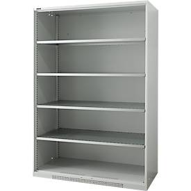 Schäfer Shop Genius FS vakkenkast, plaatstaal, met ventilatiegaten, B 1343 x D 620 x H 1950 mm, 5 OH, lichtgrijs, tot 750 kg