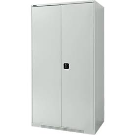 Schäfer Shop Genius dubbeldeurskast FS, staal, met ventilatieopeningen, B 1055 x D 620 x H 1950 mm, 5 OH, lichtgrijs/lichtgrijs, tot 500 kg