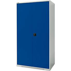 Schäfer Shop Genius dubbeldeurskast FS, staal, met ventilatieopeningen, B 1055 x D 620 x H 1950 mm, 5 OH, lichtgrijs/gentiaanblauw, tot 500 kg