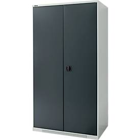 Schäfer Shop Genius dubbeldeurskast FS, staal, met ventilatieopeningen, B 1055 x D 620 x H 1950 mm, 5 OH, lichtgrijs/antracietgrijs, tot 500 kg