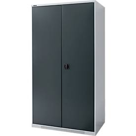Schäfer Shop Genius dubbeldeurskast FS, staal, met ventilatieopeningen, B 1055 x D 620 x H 1950 mm, 5 OH, wit aluminium/antracietgrijs, tot 500 kg