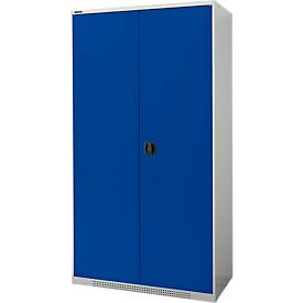 Schäfer Shop Genius zware werkkast FS, plaatstaal, B 1055 x D 520 x H 1950 mm, 5 OH, lichtgrijs/enzisch blauw, tot 1000 kg