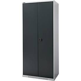 Schäfer Shop Genius FS vleugeldeurkast, staal, met ventilatiegaten, B 810 x D 520 x H 1950 mm, 5 OH, witaluminium/antracietgrijs, tot 300 kg