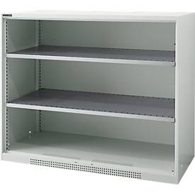 Schäfer Shop Genius FS vakkenkast, plaatstaal, met ventilatiegaten, B 1343 x D 520 x H 1105 mm, 3 OH, lichtgrijs, tot 450 kg