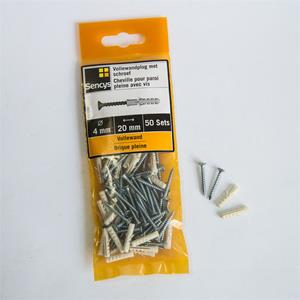 Sencys Vollewandplug + Schroef 20x4mm 50 Stuks