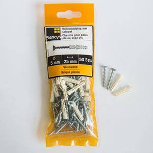 Sencys Vollewandplug Met Schroef 25x5mm 50st
