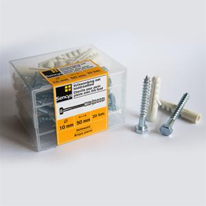Sencys Vollewandplug + Houtdraadbout 50x10mm 20 Stuks