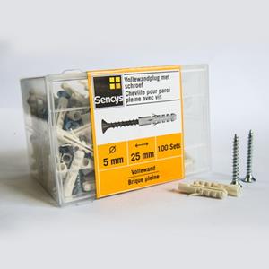 Sencys Vollewandplug + Schroef 25x5mm 100 Stuks