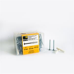 Sencys Vollewandplug + Schroef 30x6mm 100 Stuks