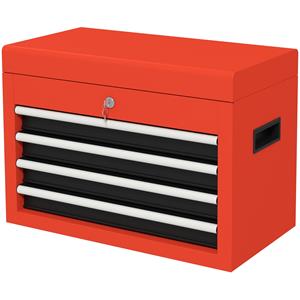 DURHAND gereedschapskist, robuuste gereedschapstrolley met slot, 2 sleutels, handige indeling, 45 x 24,5 x 32,5 cm, rood | Aosom.nl