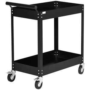 DURHAND Gereedschapswagen, 2 lagen, Transportkar, 4 wielen, Staal, tot 150 kg, 84,5 x 38 x 84 cm, Zwart