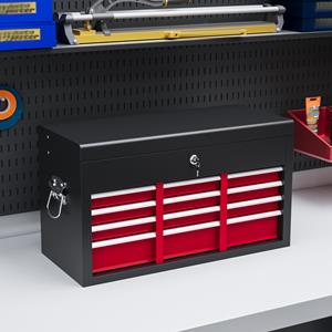 HOMCOM Gereedschapskisten afsluitbaar met 6 lades, stalen behuizing, 60x26x34cm, Rood+Zwart | Aosom.nl