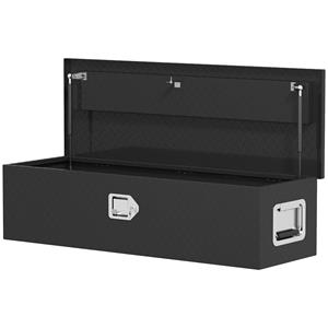 HOMCOM Robuuste Aluminium Opbergkist met Zijhandvatten, Slot en Sleutels, Gereedschapskist, 99 x 33 x 35,5 cm