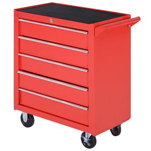 DURHAND Rolwagen, Gereedschapskast voor Garage, Staal, 69L x 33B x 75H cm, Rood