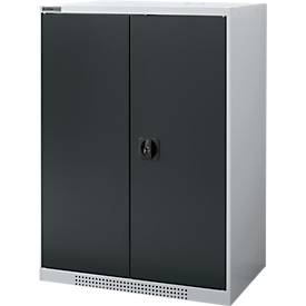 Schäfer Shop Genius dubbeldeurskast FS, staal, met ventilatiegaten, B 810 x D 520 x H 1105 mm, 3 OH, witaluminium/antracietgrijs, tot 180 kg