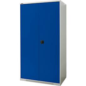 Schäfer Shop Genius zware werkkast FS, plaatstaal, B 1055 x D 620 x H 1950 mm, 5 OH, lichtgrijs/enzisch blauw, tot 1000 kg