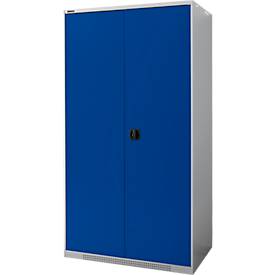Schäfer Shop Genius zware werkkast FS, plaatstaal, B 1055 x D 620 x H 1950 mm, 5 OH, witaluminium/enziumblauw, tot 1000 kg