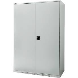 Schäfer Shop Genius dubbeldeurskast FS, staal, met ventilatieopeningen, B 1343 x D 620 x H 1950 mm, 5 OH, lichtgrijs/lichtgrijs, tot 750 kg