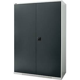 Schäfer Shop Genius dubbeldeurskast FS, staal, met ventilatieopeningen, B 1343 x D 620 x H 1950 mm, 5 OH, lichtgrijs/antracietgrijs, tot 750 kg