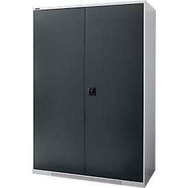 Schäfer Shop Genius dubbeldeurskast FS, staal, met ventilatieopeningen, B 1343 x D 620 x H 1950 mm, 5 OH, wit aluminium/antracietgrijs, tot 750 kg