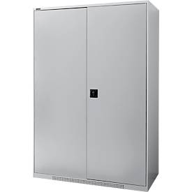 Schäfer Shop Genius dubbeldeurskast FS, staal, met ventilatieopeningen, B 1343 x D 620 x H 1950 mm, 5 OH, wit aluminium/wit aluminium, tot 750 kg