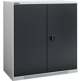 Schäfer Shop Genius dubbeldeurskast FS, staal, met ventilatiegaten, B 1055 x D 520 x H 1105 mm, 3 OH, witaluminium/antracietgrijs, tot 300 kg