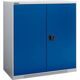 Schäfer Shop Genius dubbeldeurskast FS, staal, met ventilatiegaten, B 1055 x D 520 x H 1105 mm, 3 OH, witaluminium/ gentiaanblauw, tot 300 kg