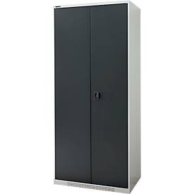 Schäfer Shop Genius FS vleugeldeurkast, staal, met ventilatiegaten, B 810 x D 520 x H 1950 mm, 5 OH, lichtgrijs/antracietgrijs, tot 300 kg