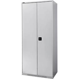 Schäfer Shop Genius FS vleugeldeurkast, staal, met ventilatiegaten, B 810 x D 520 x H 1950 mm, 5 OH, witaluminium/wit-aluminium, tot 300 kg