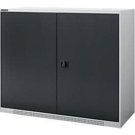 Schäfer Shop Genius Draaideurkast FS, staal, met ventilatiegaten, B 1343 x D 520 x H 1105 mm, 3 OH, tot 450 kg, aluminium wit/blauwgrijs