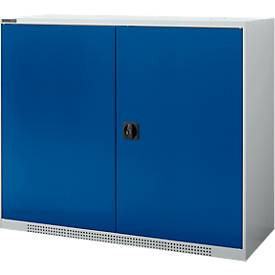 Schäfer Shop Genius Draaideurkast FS, staal, met ventilatiegaten, B 1343 x D 520 x H 1105 mm, 3 OH, tot 450 kg, witaluminium/gentiaanblauw