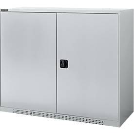 Schäfer Shop Genius Draaideurkast FS, staal, met ventilatiegaten, B 1343 x D 520 x H 1105 mm, 3 OH, tot 450 kg, witaluminium/wit-aluminium