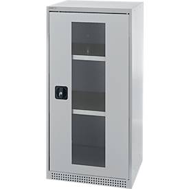 Schäfer Shop Genius draaideurkast FS, staal, kijkvenster, ventilatiegaten, B 545 x D 520 x H 1105 mm, 3 OH, witaluminium/wit-aluminium, tot 150 kg