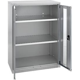 Schäfer Shop Genius draaideurkast FS, staal, kijkvenster, ventilatiegaten, B 810 x D 520 x H 1105 mm, 3 OH, witaluminium/wit-aluminium, tot 180 kg