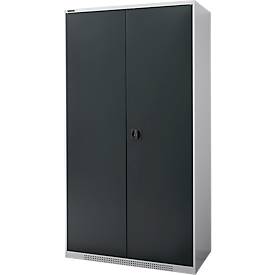 Schäfer Shop Genius FS vleugeldeurkast, staal, met ventilatiegaten, B 1055 x D 520 x H 1950 mm, 5 OH, witaluminium/antracietgrijs, tot 500 kg