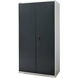 Schäfer Shop Genius FS vleugeldeurkast, staal, met ventilatiegaten, B 1055 x D 520 x H 1950 mm, 5 OH, lichtgrijs/antracietgrijs, tot 500 kg